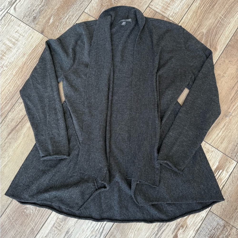 Eileen Fisher Open Front Merino Wool Cardigan